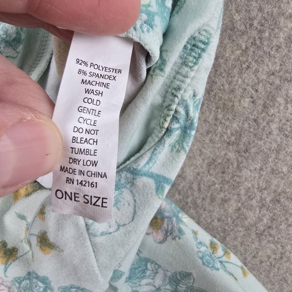 LuLaRoe Women Floral Print Leggings Light Blue One Size Stretchy - Picture 4 of 6